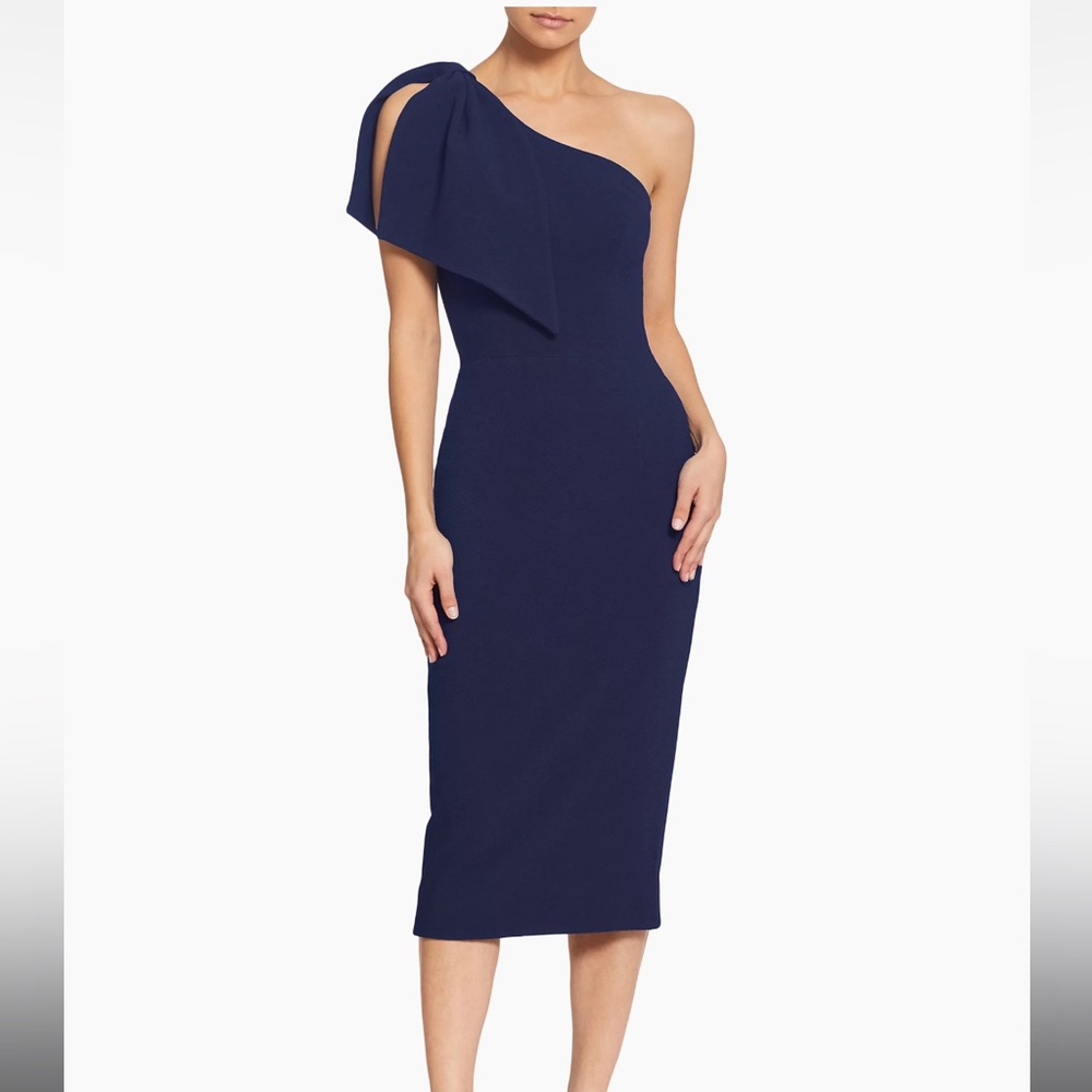One Shoulder Navy Blue Dress the Population Dress
